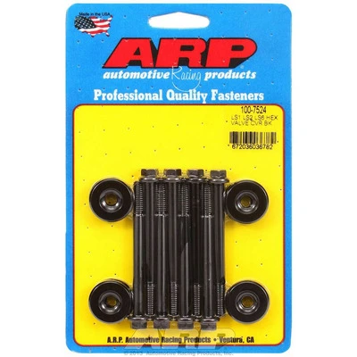 Valve Cover Fastener, Bolt, 6 mm Male Thread, 2.755 in Long, Hex Head, Washers Included, Chromoly, Black Oxide, GM LS-Series, Set of 8. - ARP100-7524