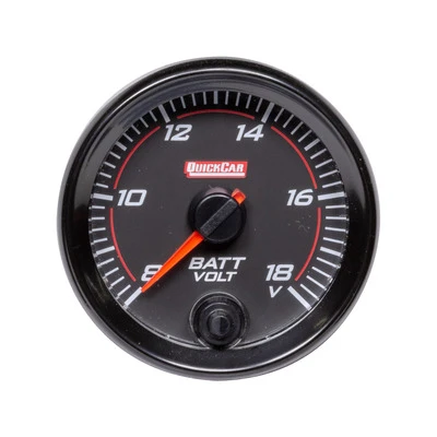 Voltmeter, Redline, 8-18V, Electric, Analog, Full Sweep, 2-5/8 in Diameter, Black Face, Each. - QCP-69-007