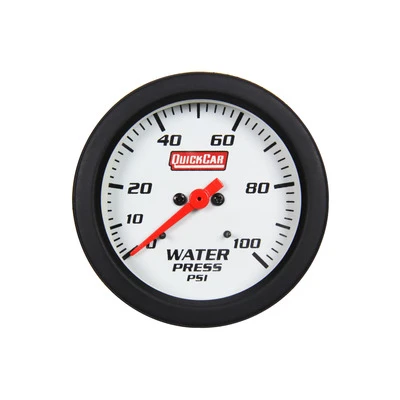 Water Pressure Gauge, 0-100 psi, Mechanical, Analog, Full Sweep, 2-5/8 in Diameter, White Face, Built-in Warning Light, Kit. - QCP-611-7008