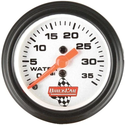 Water Pressure Gauge, 0-35 psi, Mechanical, Analog, Full Sweep, 2-1/16 in Diameter, Silver Face, Each. - QCP-611-6008