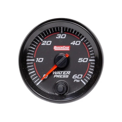 Water Pressure Gauge, Redline, 0-60 psi, Electric, Analog, Full Sweep, 2-5/8 in Diameter, Black Face, Kit. - QCP-69-008