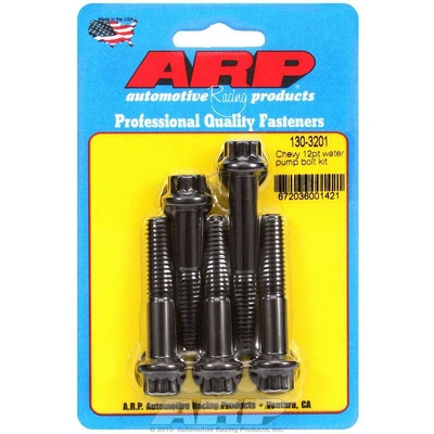 Water Pump Bolt Kit, 12 Point Head, Washers Included, Chromoly, Black Oxide, Long Water Pump, Chevy V8, Kit. - ARP130-3201
