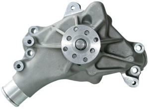 Water Pump, Mechanical, 3/4 in Bearing turned to 5/8 in Pilot, Short Design, Aluminum, Natural, Small Block Chevy, Bolts & Gaskets, Each