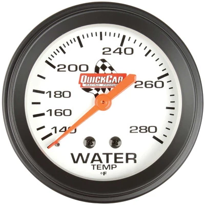 Water Temperature Gauge, 140-280 Degree F, Mechanical, Analog, Full Sweep, 2-5/8 in Diameter, Silver Face, Each - QCP-611-6006