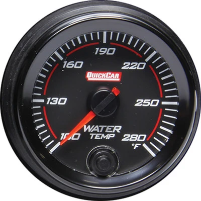 Water Temperature Gauge, Redline, 100-280 Degree F, Electric, Analog, Full Sweep, 2-5/8 in Diameter, Black Face, Each. - QCP-69-006