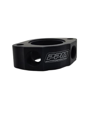Waterneck Spacer (2) 1/2 in NPT Holes, Aluminum, Black Anodized - PPM0610